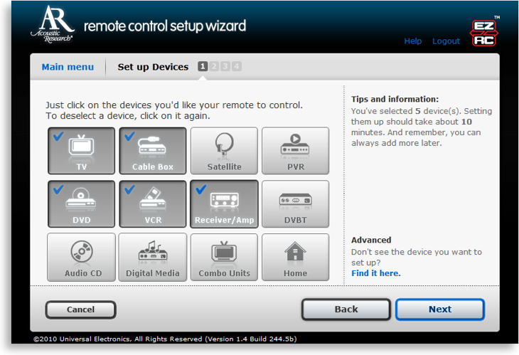 Acoustic Research Xsight Touch Wizard