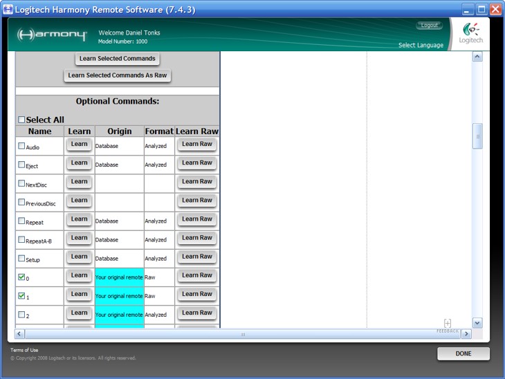 Logitech Harmony Software