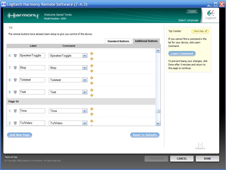 Logitech Harmony Software