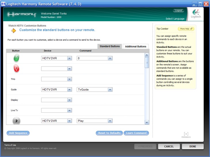 Logitech Harmony Software