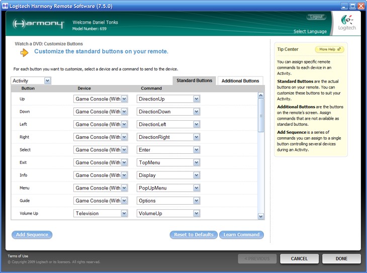 Logitech Harmony Software