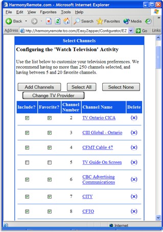 Setting up the TV guide.